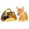 278159   Мягкая игрушка собака  в сумочке из пайеток золото "Мой питомец" 15см Вид1
