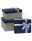 Коробка подарочная дизайн с бантом тиснение рогожка синий-серый 19*15*9см Вид1