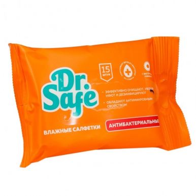 DR.SAFE салфетки влажные д/рук антибактериальные с экстрактом ромашки 15шт