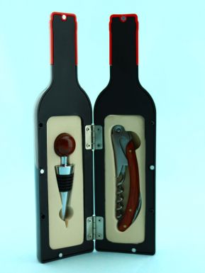 Набор винных аксессуаров Бутылка, 2 предмета: нож сомелье, пробка, размер: 6,5х6,5х23 см, артикул: SX2017-123