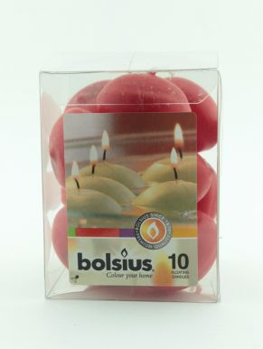 BOLSIUS набор свечей плавающих цв.красный 10шт