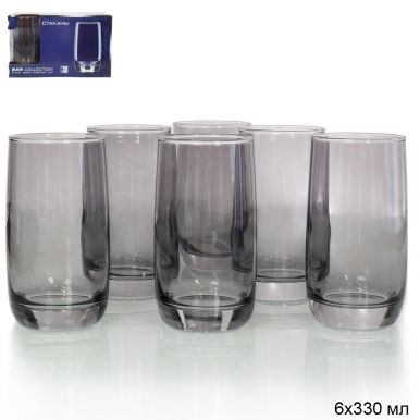 ДЕКОСТЕК набор стаканов 330мл 6шт 158-Н5 цв.графит