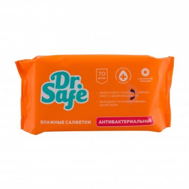 DR.SAFE салфетки влажные д/рук антибактериальные с экстрактом ромашки 70шт