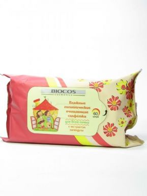 BioCos салфетки влажные очищающие для всей семьи, 60 шт
