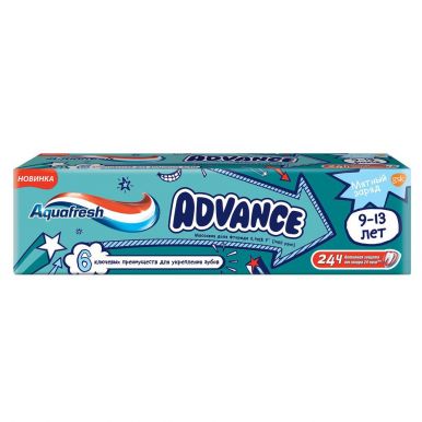 Aquafresh Advance зубная паста 9-13 лет, 75 мл