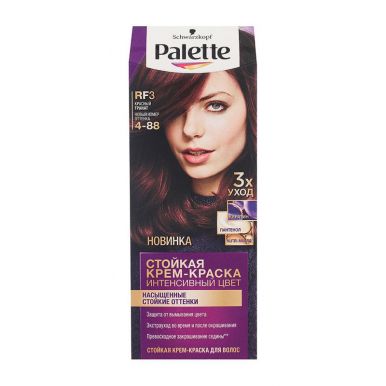 Palette Стойкая крем-краска для волос, RF3 (4-88) Красный гранат, защита от вымывания цвета, 110 мл