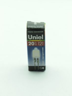 Лампа галогенная UNIEL JC-12/G4 20 Вт, G4, прозрачная колба, картон