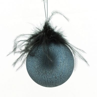 Елочное украшение "шар с перьями ", диам. 8 см, цв. серый\синий ABT611190/12