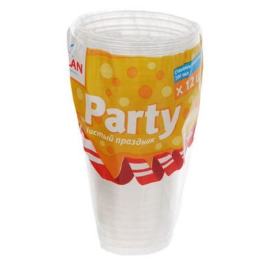 Paclan набор одноразовых стаканов Party, цвет: прозрачный, 200 мл, 12 шт