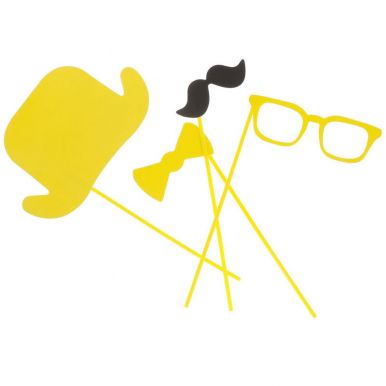 Набор д/вечеринок цв.желтый 20см: шляпа, очки, усы, галстук-бабочка 39208/50
