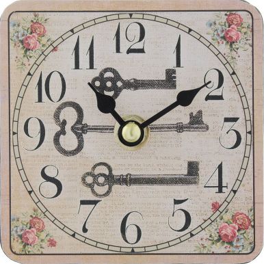 Часы настольные Волшебный ключик, 10x10 см, кварцевые, с циферблатом из МДФ, без элемента питания, артикул: 40730