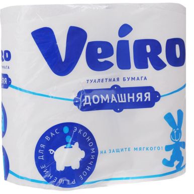 Туалетная бумага Linia VEIRO 2сл. 4 рулона белая Домашняя/1с24  а18944_