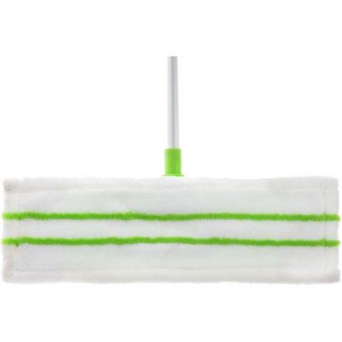 Швабра для уборки GreenmopEffect с телескопической ручкой, длина 76-130 см, цвет: салатовый, серебристый