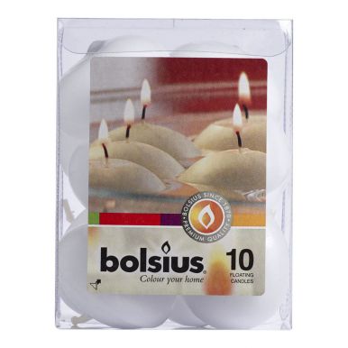 Свечи BOLSIUS плавающие 10шт Белые