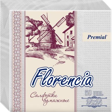 Салфетки бумажные Florencia 2-х слойные белые 50л/32