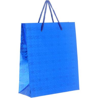 76564 Пакет бумажный для сувенирной продукции Синий глянец 18х21,5х7,5см