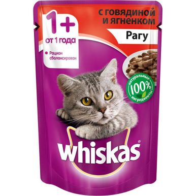 Корм для кошек Вискас рагу с говядиной и ягненком, 85 г