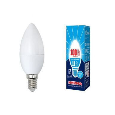VOLPE лампа светодиодная свеча матовая белый свет 4000K LED-C37-11W/NW/E14/FR/NR