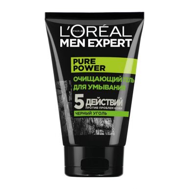 Loreal Paris гель для умывания очищающий Men Expert 5 действий против проблем кожи, 100 мл, цвет: Черный