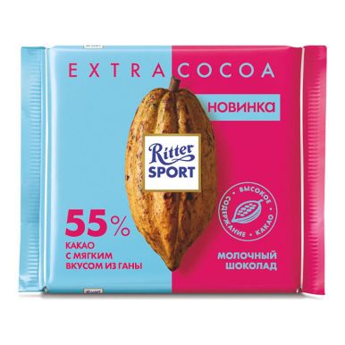 Шоколад Ritter Sport Extra COCOA молочный 55% какао, 100 гр
