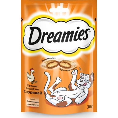 Корм для кошек Дримис лакомые подушечки с курицей, 30 г, сухой