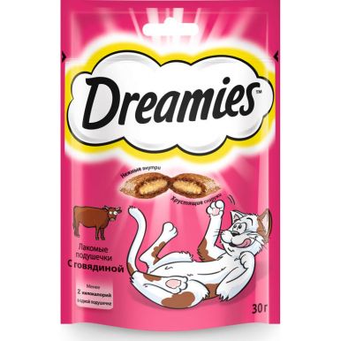 Корм для кошек Дримис лакомые подушечки с говядиной, 30 г, сухой