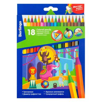 Карандаши цветные пластиковые Berlingo Цирк, 18 цветов, заточенный
