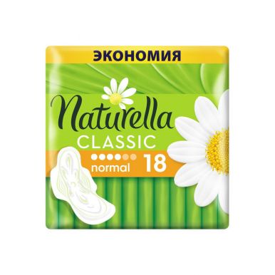 NATURELLA Classic Женские гигиенические прокладки ароматизированные с крылышками Camomile Normal Duo, 18 шт