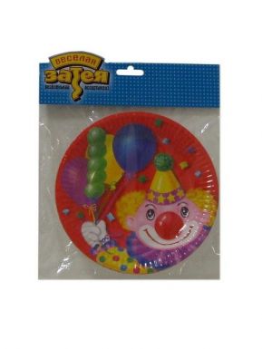 Тарелка бумажный Клоун с шарами 17 см, 6 шт, артикул: 1502-0462
