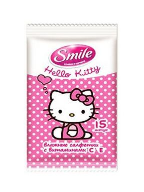 Smile Влажные салфетка Hello Kitty, 15 шт