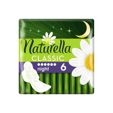 NATURELLA Classic Женские гигиенические прокладки, ароматизированные, с крылышками Camomile Night Single, 6 шт