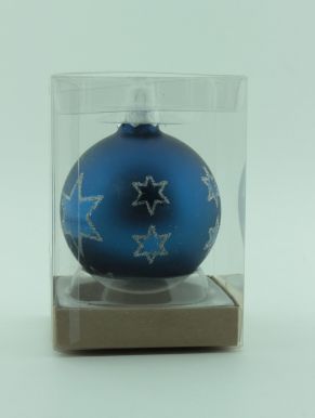 Интерьерное украшение шар стеклянный 8см, синий Матовый/глянец, артикул: Nyjn0120-2