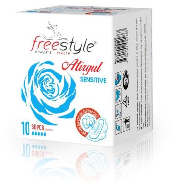 FREE STYLE Atirgul sensitive прокладки super 10шт