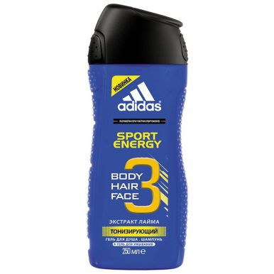 Adidas гель для душа и шампунь мужская Sport Energy 2в1, 250 мл