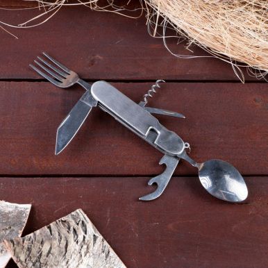 Набор туриста 6в1: нож, вилка, ложка, штопор, открывашка, составной, артикул: 288597