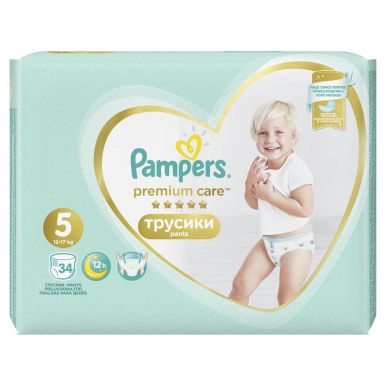PAMPERS Подгузники-трусики Premium Care Pants для мальчиков и девочек Junior, 12-17 кг, 34 шт