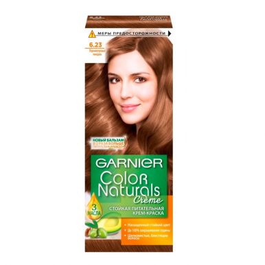 Garnier стойкая питательная крем-краска для волос Color Naturals, тон 6,23 Перламутровый миндаль, 110 мл