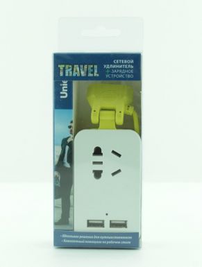 Сетевой удлинитель + зарядное устройство Uniel Travel S-CT1-1,5U WHITE/GREEN LM, артикул: UL-00003429