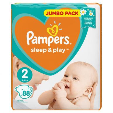 PAMPERS 2 подгузники SLEEP&PLAY MINI 88шт (3-6кг) Джамбо упаковка