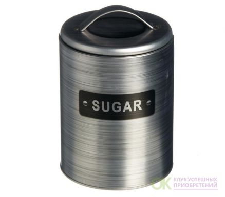 Банка жестяная круглая с ручкой sugar/сахар цв.серебро 1,3л 301GL595/108/150