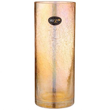 MUZA ваза цилиндр cracle amber 12*30см 380-629