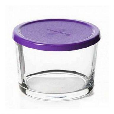 PASABAHCE BASIC контейнер с фиолетовой крышкой стекло 220мл 1078183