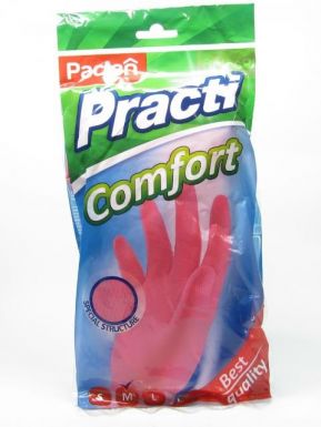 Paclan перчатки резиновые PractiComfort розовые, размер: M, 2 шт