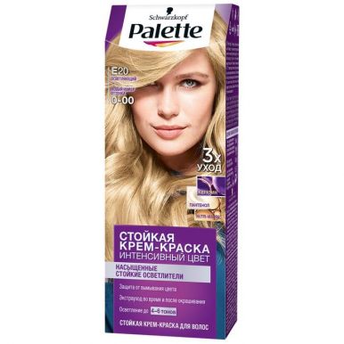 Palette Стойкая крем-краска для волос, E20 (0-00) Осветляющий, защита от вымывания цвета, 110 мл + 20 г
