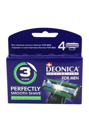Сменные кассеты для бритья Deonica 3 тонких лезвия с керамическим покрытием for Men, 4 шт