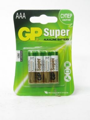 GP батарейки super alkaline 24A3/1-2CR4 AAA LR03 4шт