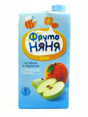 Детское питание Фрутоняня сок яблоко-персик без сахара, 500 мл