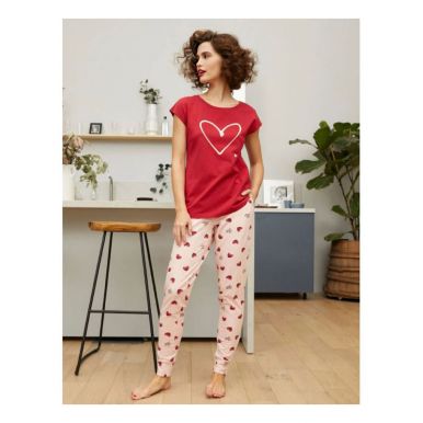 Mia Cara Комплект женский футболка с брюками красный, сердечки, артикул: SS21WJ328