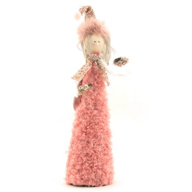 Фигурка нарядный олень с елочкой цв.пудрово-розовый 10*28см SY19QJH