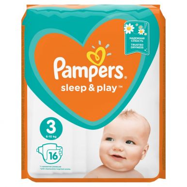 Pampers 3 подгузники Sleep & Play Midi, 16 шт (4-9кг) Стандартная упаковка